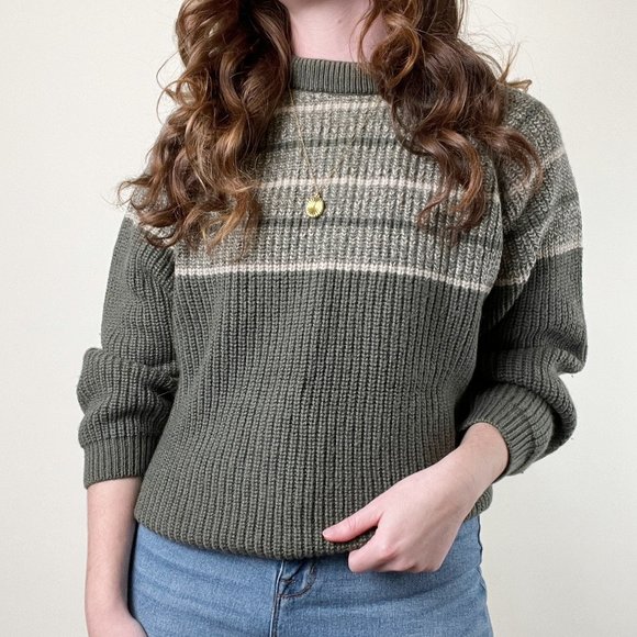 Vintage Fair Isle 100% Wool Chunky Oversized Sweater Scandinavian Nordic Ski - Picture 8 of 8